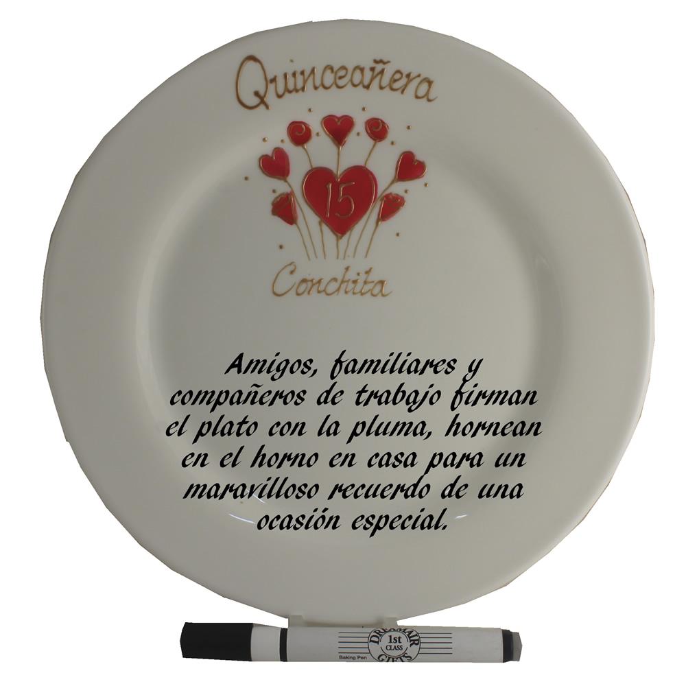 Quinceaí±era Gift Signature Plate: Round (Rose)
