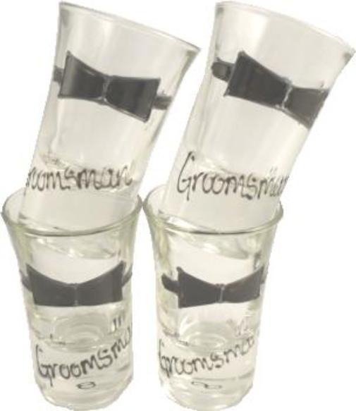 Groomsman Shot Glass Set of 4 (Bow)