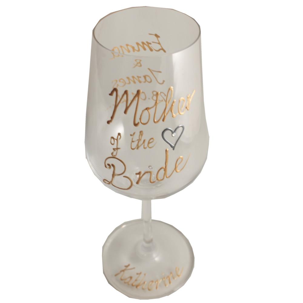 Mother of the Bride Wine Glass: Gold with Titanium Crystals
