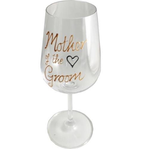 Mother of the Groom  Wine: Glass Titanium Crystal Gold with Crystals