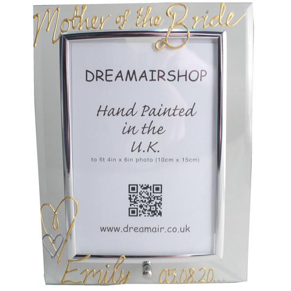 Personalised Mother of the Bride Gift Photo Frame Portrait (Gold) with Crystals
