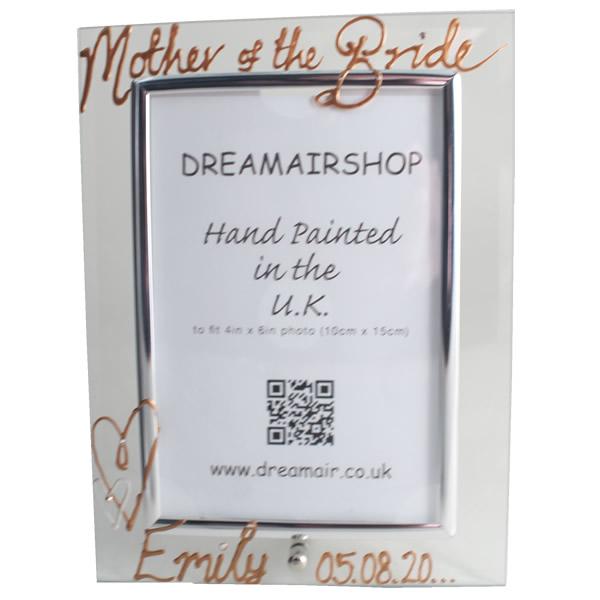 Personalised Mother of the Bride: Gift Photo Frame Portrait (Copper) with Crystals