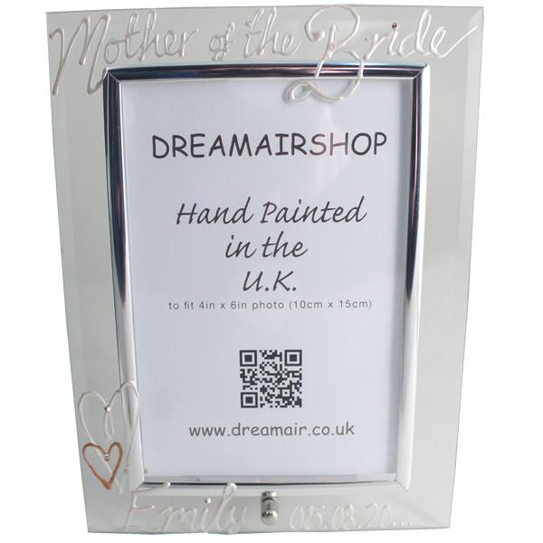 Personalised Mother of the Bride: Gift Photo Frame Portrait (Pearl) with Crystals