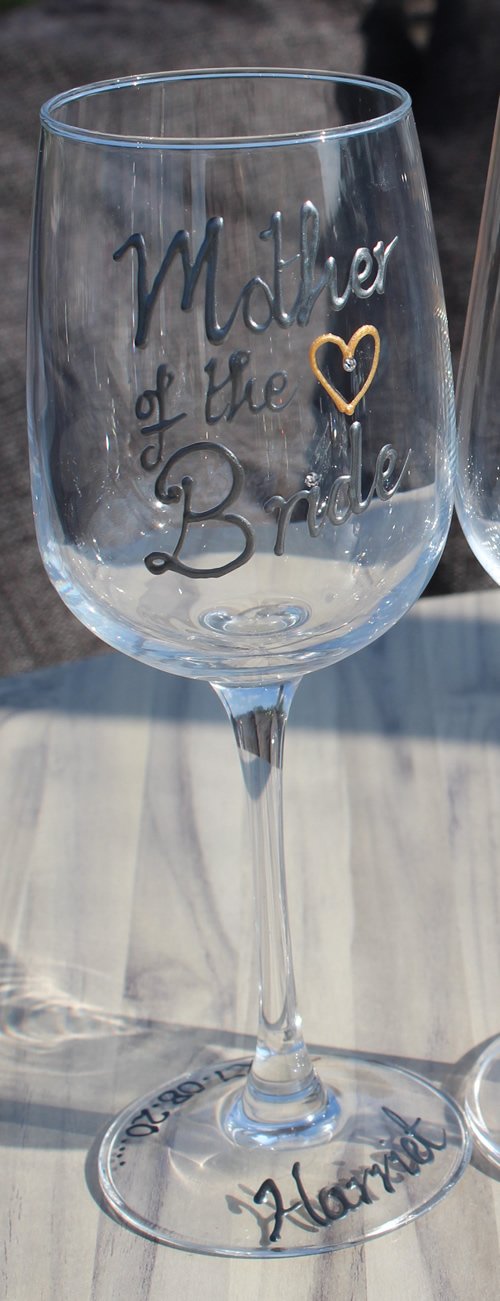 Mother of the Groom Wine: Glass Silver with Crystals