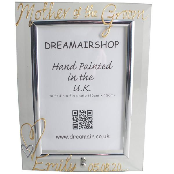 Personalised Mother of the Groom: Gift Photo Frame Portrait (Gold) with Crystals