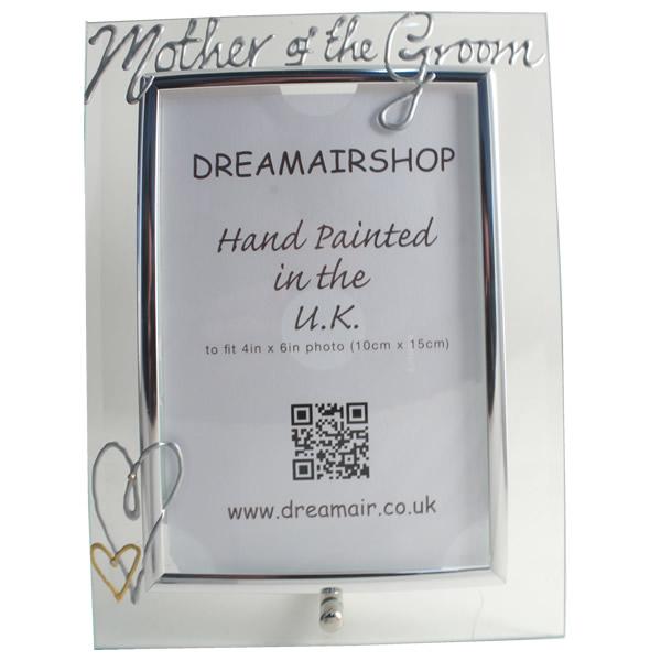 Personalised Mother of the Groom: Gift Photo Frame Portrait (Silver) with Crystals