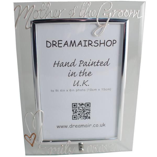 Personalised Mother of the Groom: Gift Photo Frame Portrait (Pearl) with Crystals