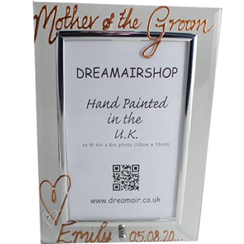 Personalised Mother of the Groom: Gift Photo Frame Portrait (Copper) with Crystals