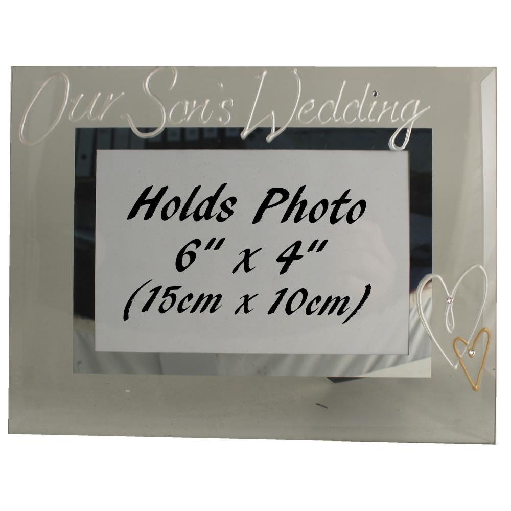 Our Son's Wedding Photo Frame: Land (Pearl) with Crystals