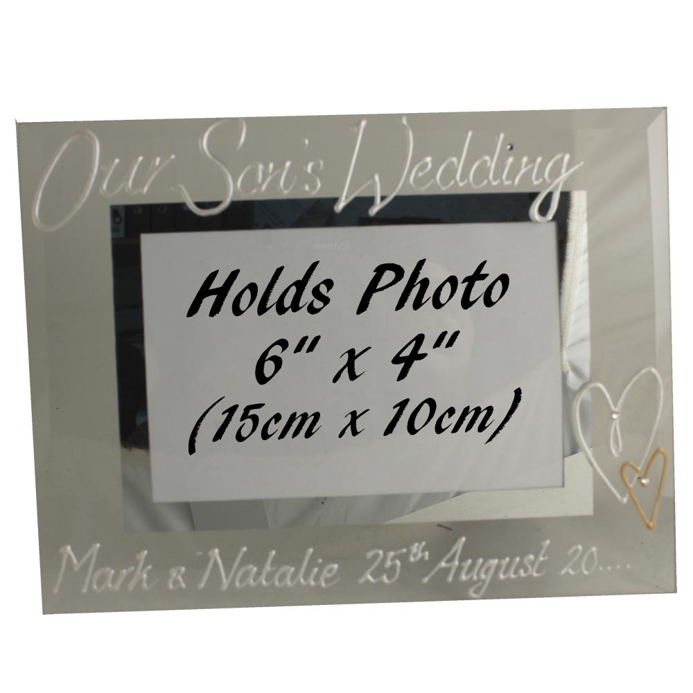 Our Son's Wedding Photo Frame: Land (Pearl) with Crystals