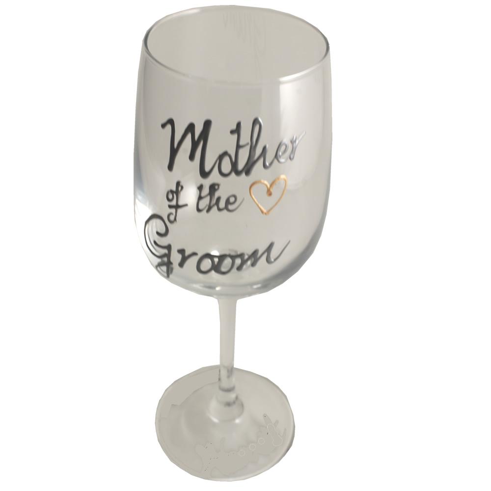 Mother of the Groom Wine: Glass Silver with Crystals