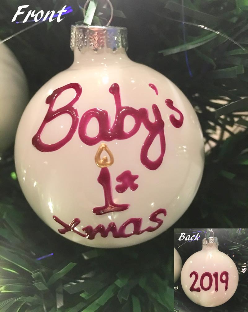 Personalised Baby's First Xmas Bauble: Magenta