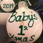 Personalised Baby's First Xmas Bauble: Green