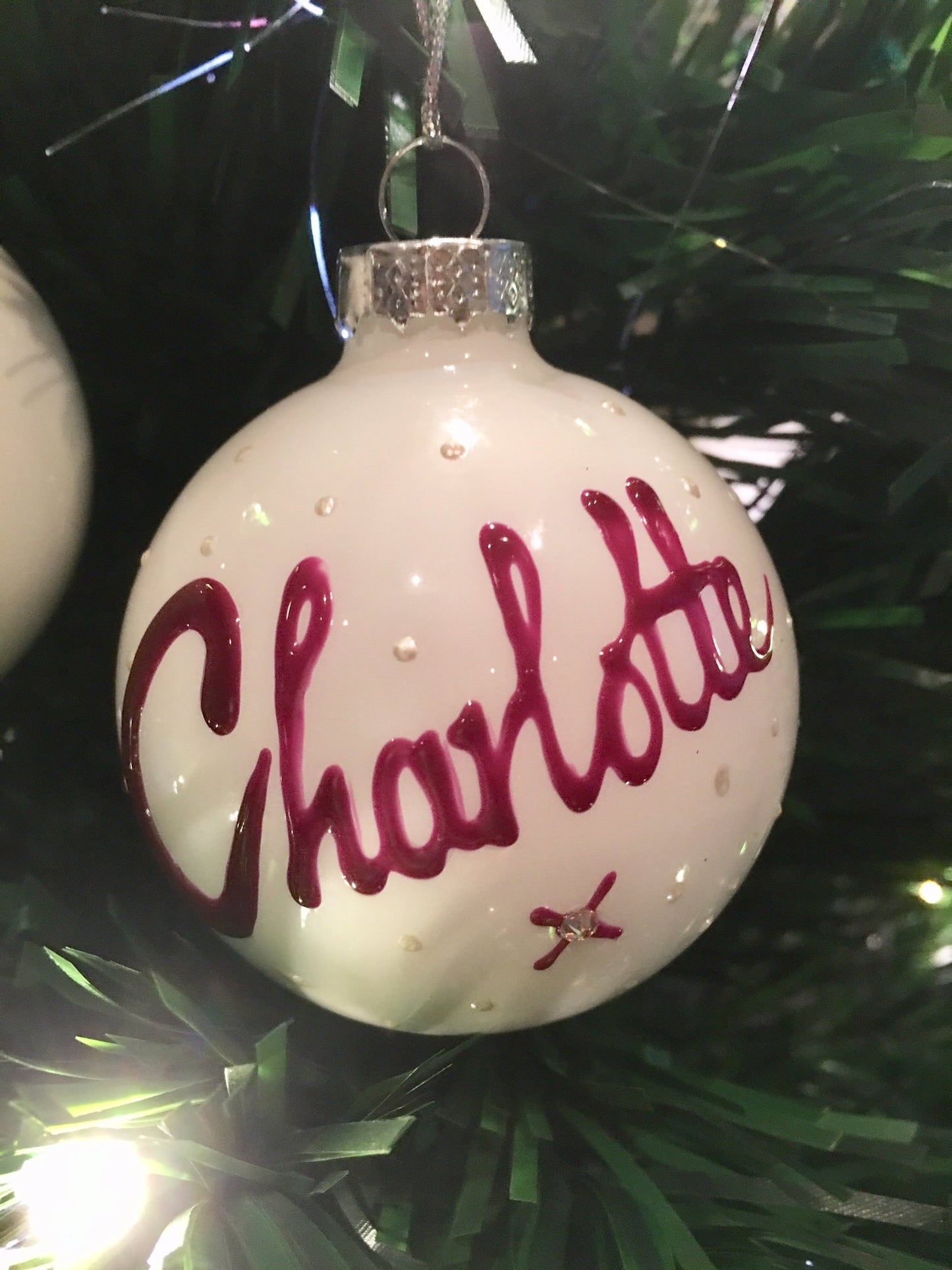 Personalised Name Xmas Bauble: Silver