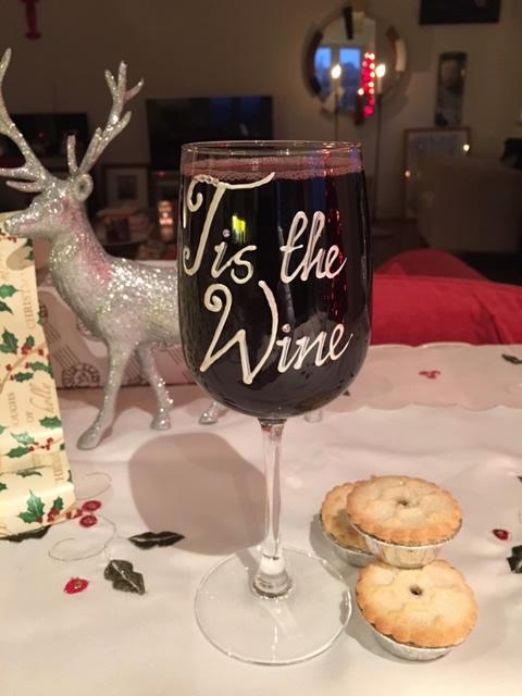 Tis the Gift Wine Glass- Wine Glass Pearl with Crystals