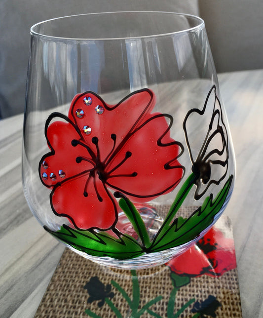 Poppy Stemless Wine Glass