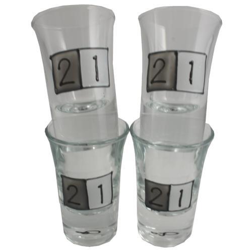 21st birthday set 4 shot glasses