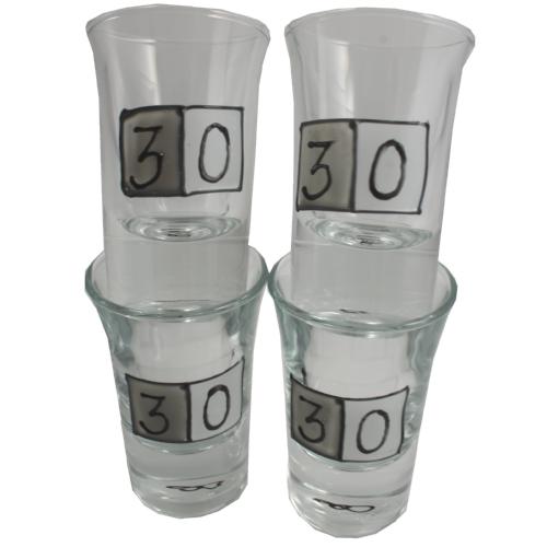 30th birthday set 4 shot glasses