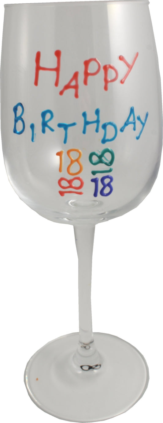 18th Birthday Wine Glass Brights