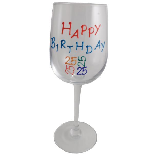 25th Birthday Wine Glass Brights