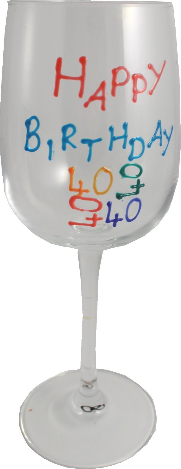 40th Birthday Wine Glass Brights