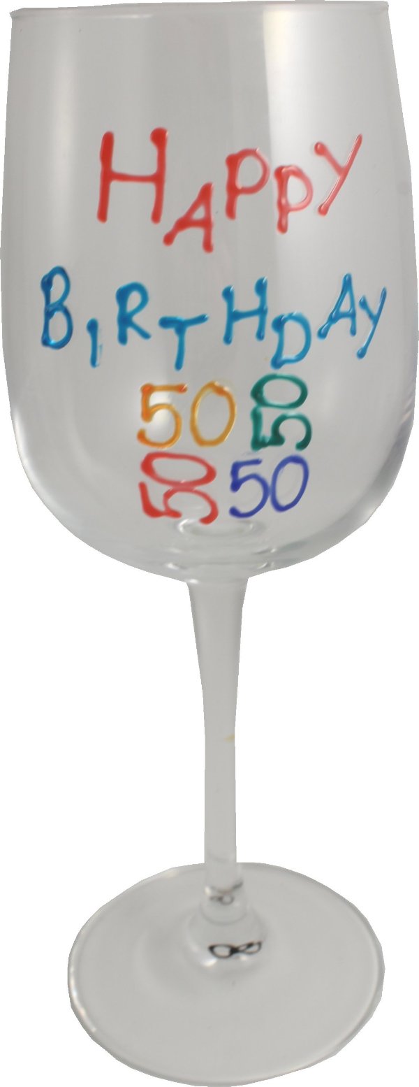 50th Birthday Wine Glass Brights