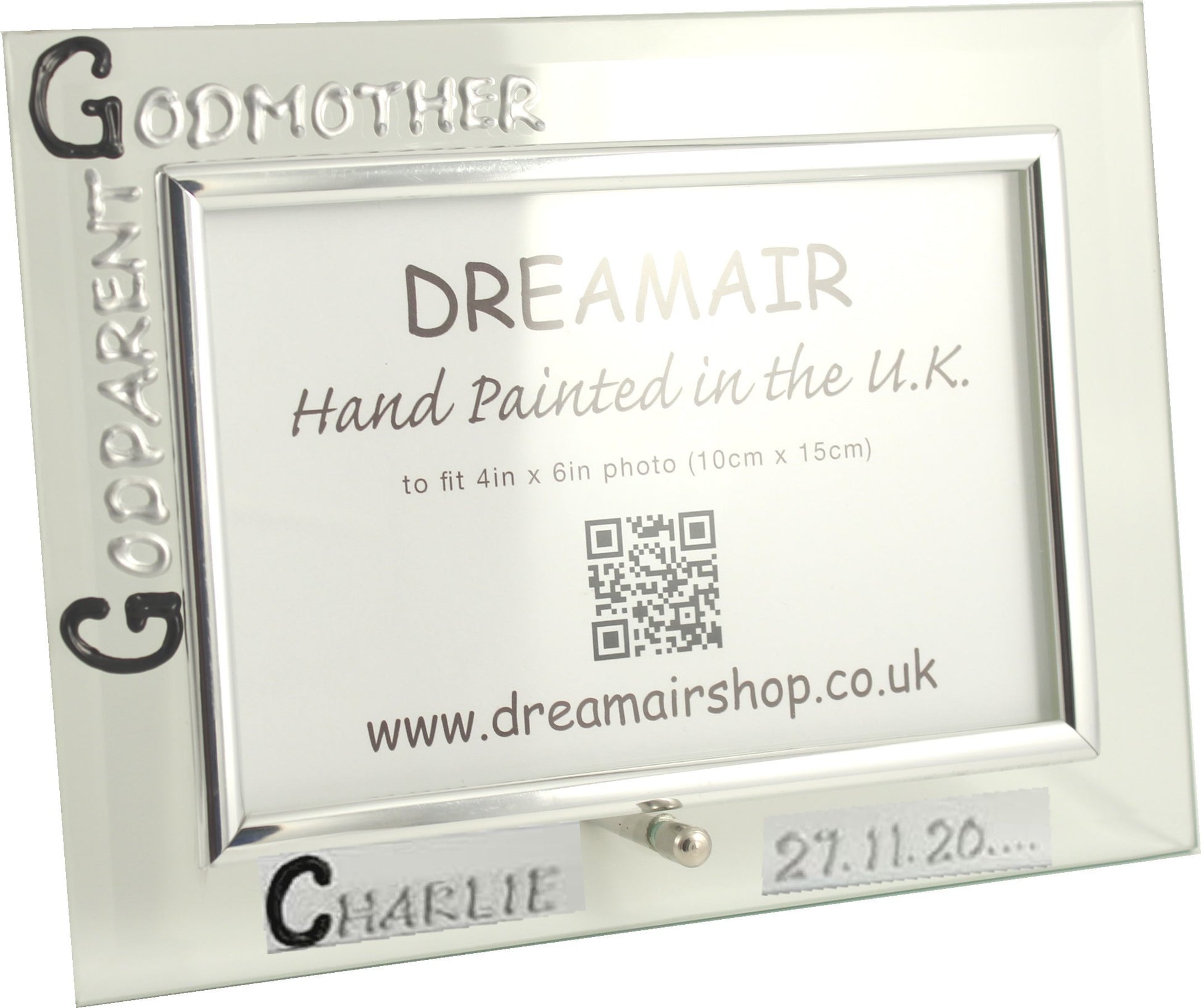 Personalised Godmother Design Gift Photo Frame: Landscape (Blk/Sil)