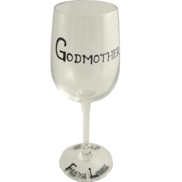 Godmother Design Gift Wine Glass: (Black/Silver)