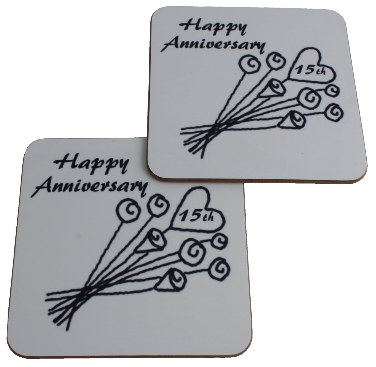 15th Wedding Anniversary Coasters Flower