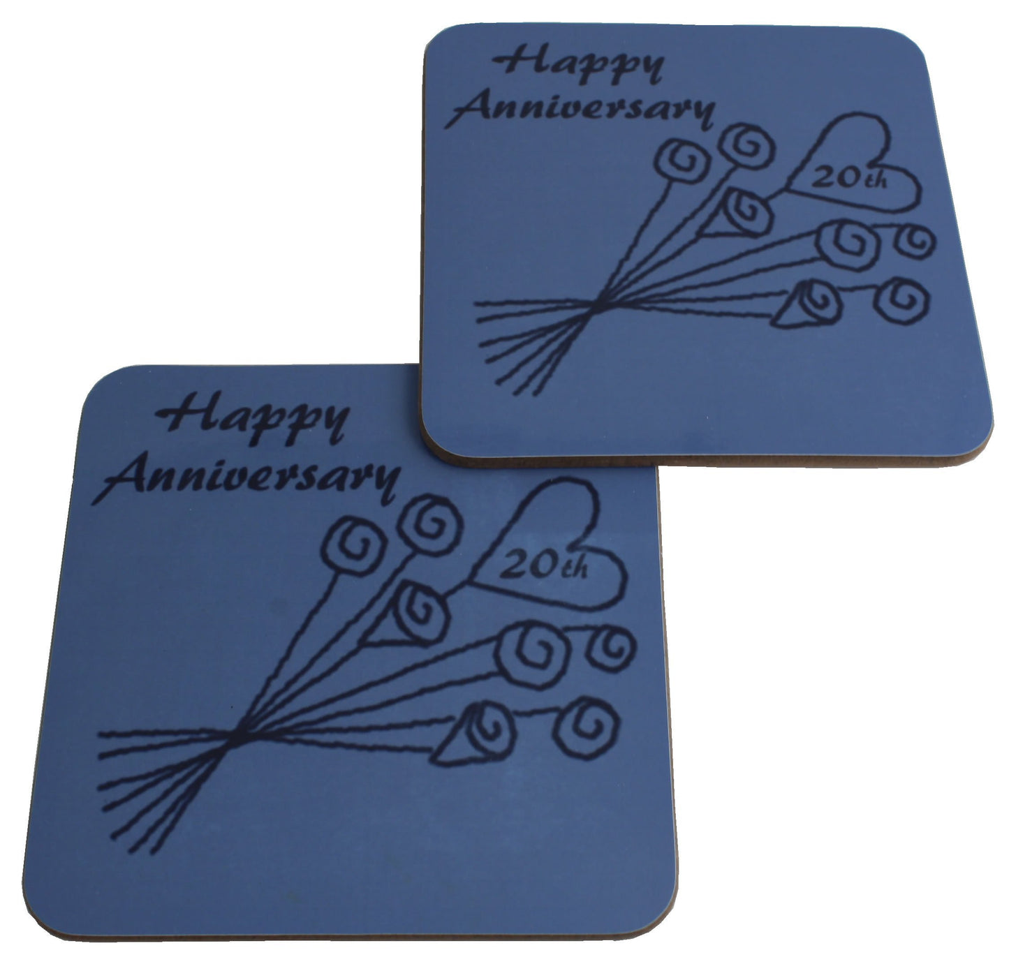 20th Wedding Anniversary Coasters Flower