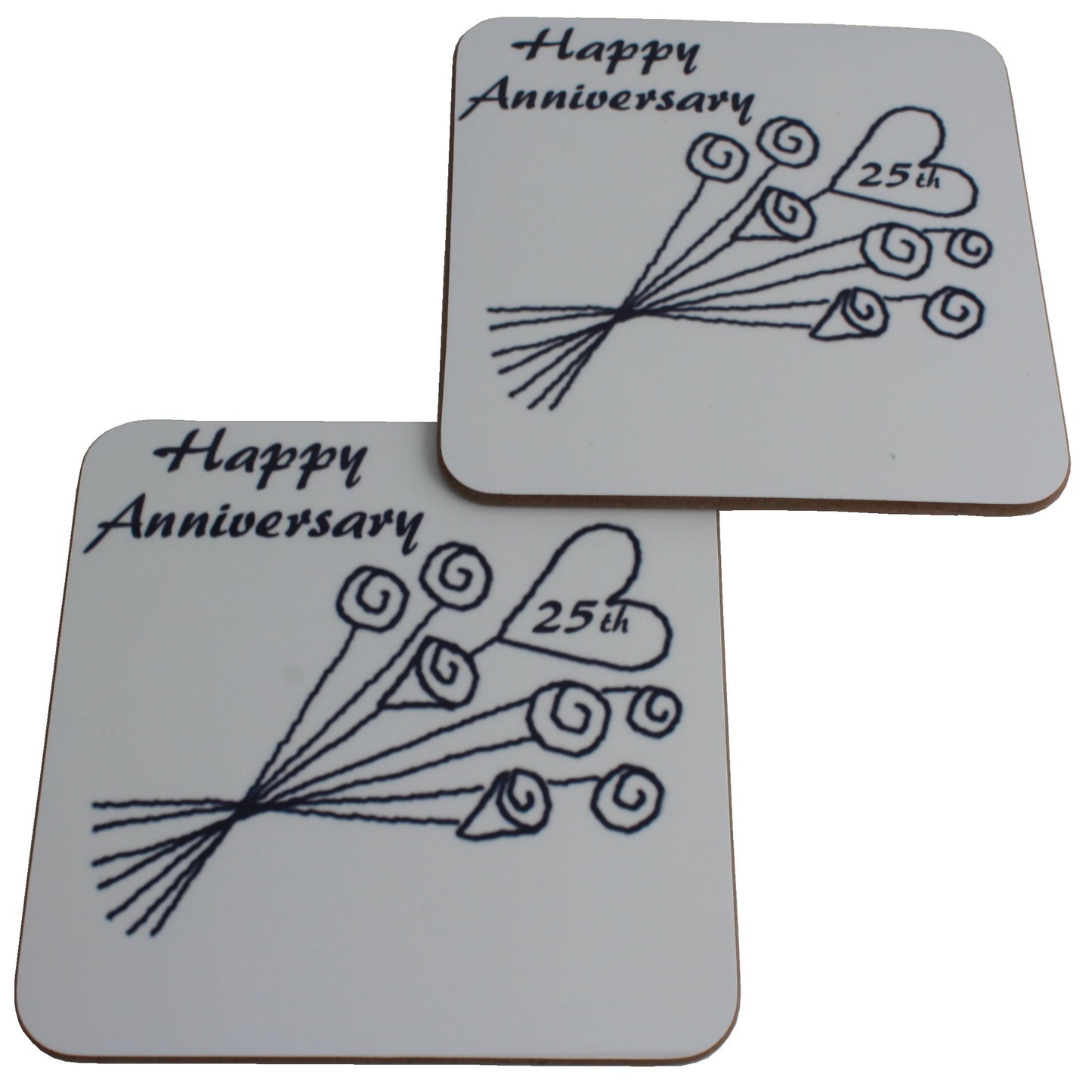 25th Wedding Anniversary Coasters Flower