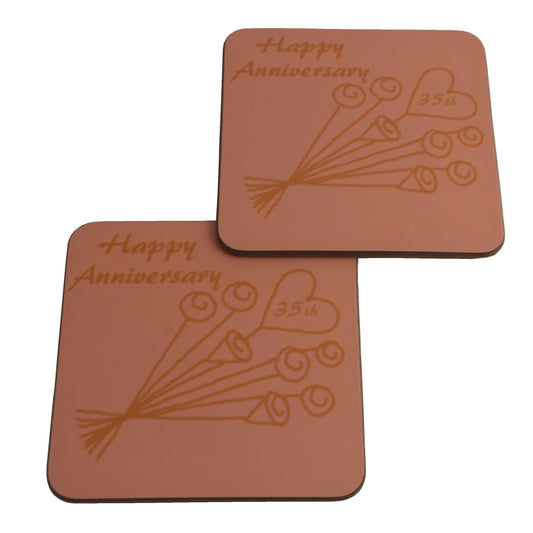 35th Wedding Anniversary Coasters Flower