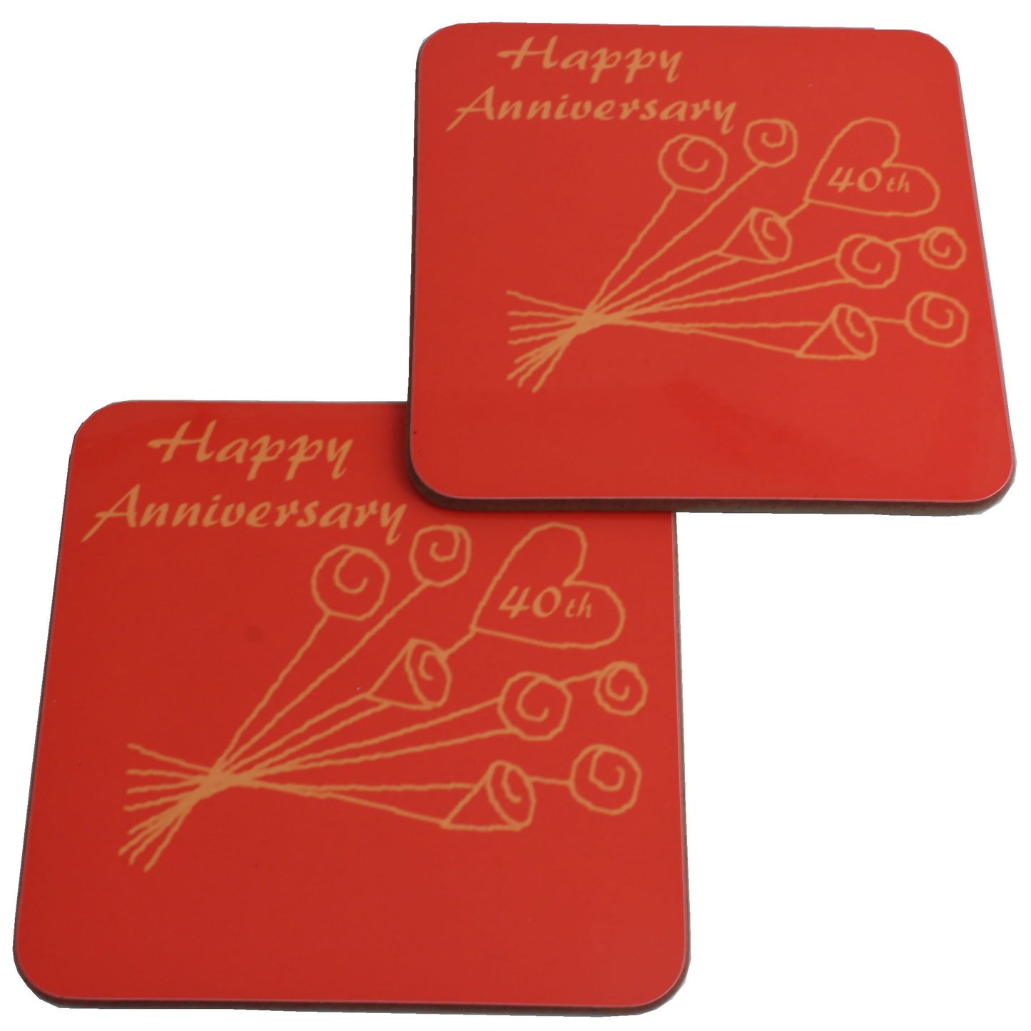 40th Wedding Anniversary Coasters Flower