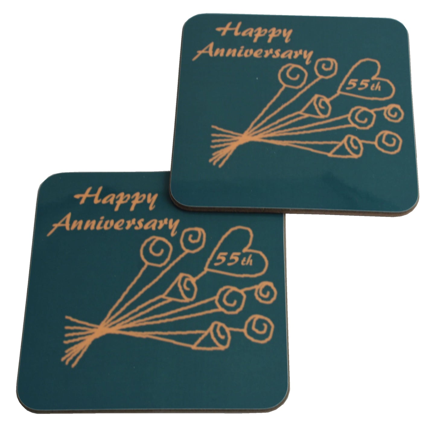 55th Wedding Anniversary Coasters Flower