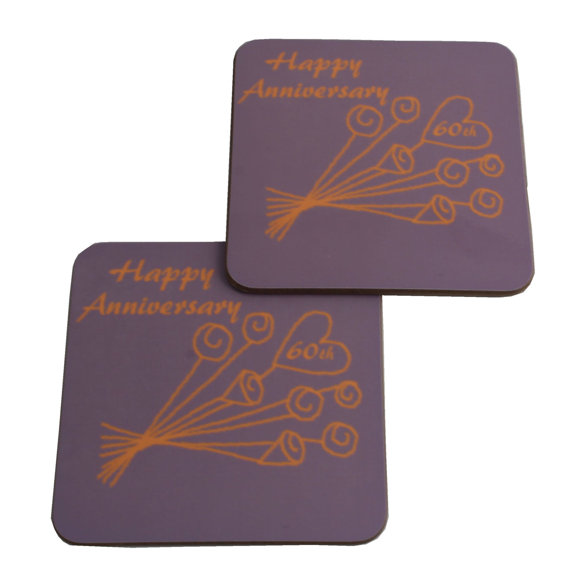 60th Wedding Anniversary Coasters Flower