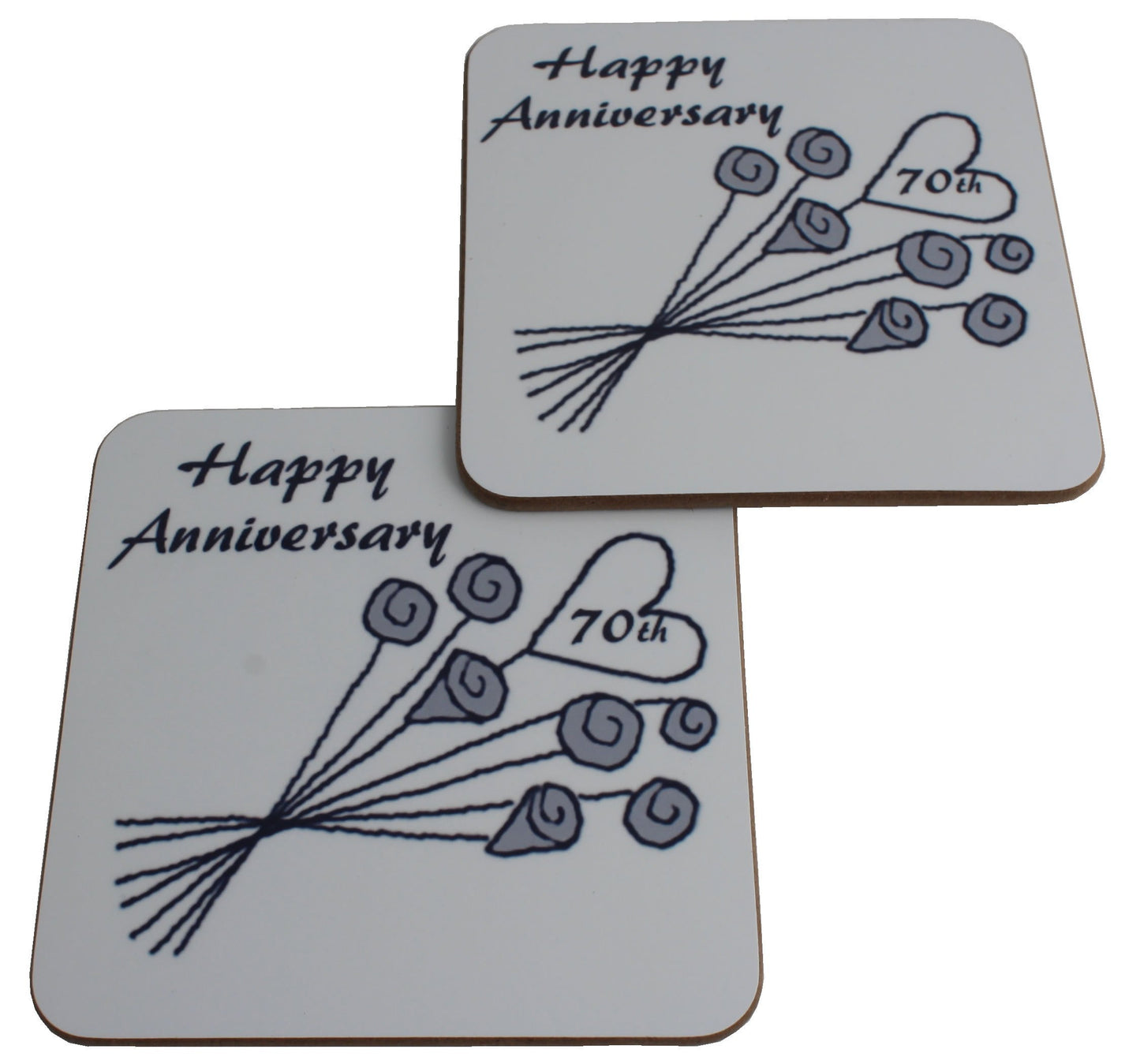 70th Wedding Anniversary Coasters Flower