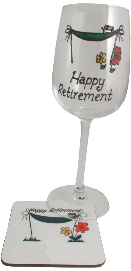 Retirement Wine Glass & Coaster: Set