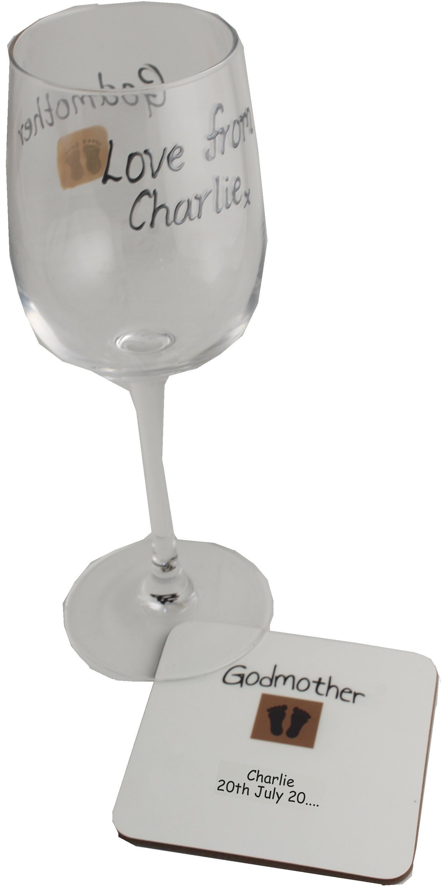 Godmother Wine Glass Coaster Gift: Set (Feet)