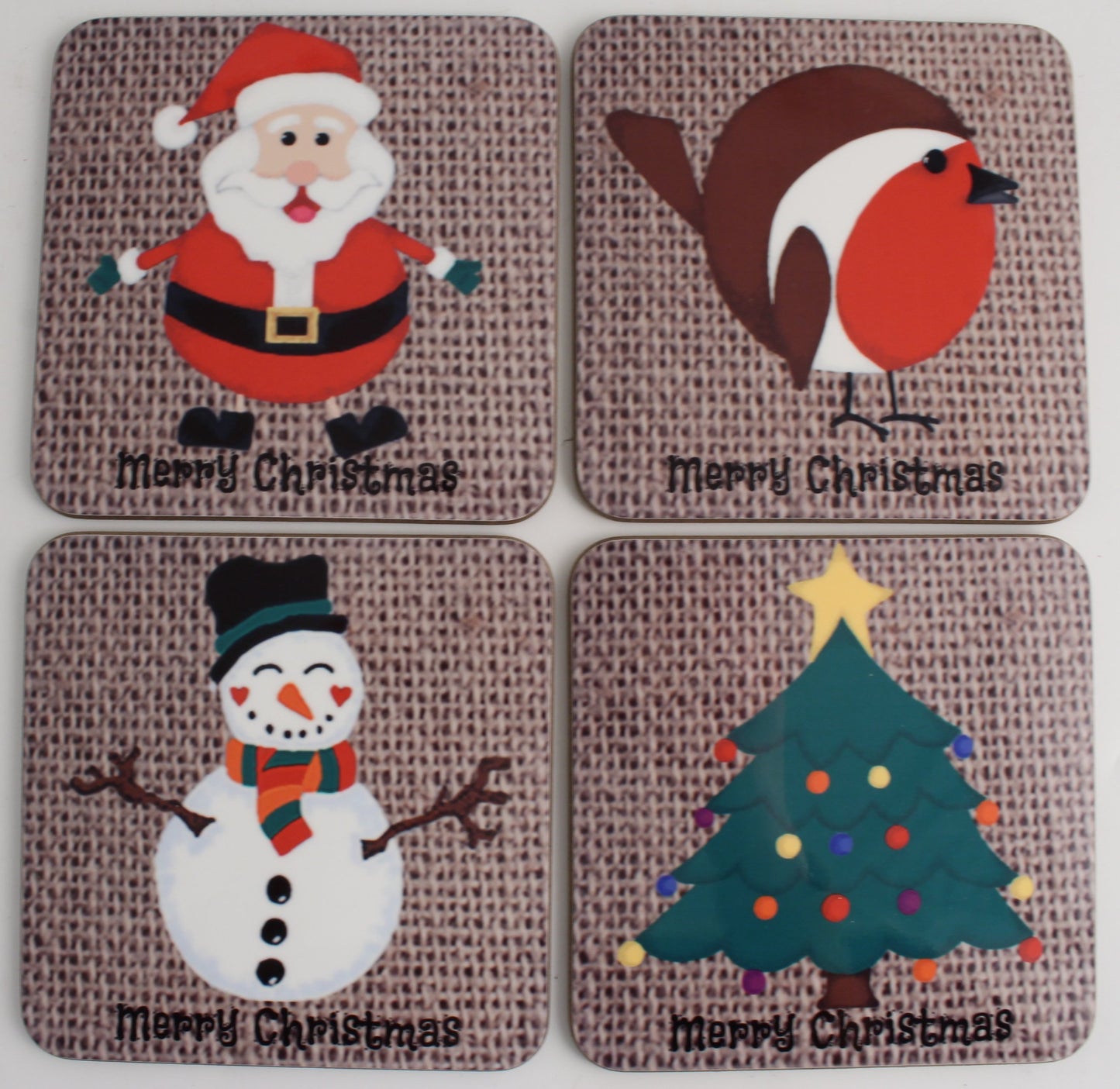 4 Pack Christmas Coasters Set: