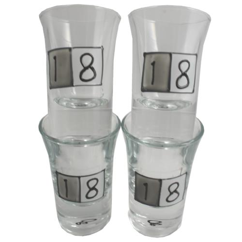 18th birthday set 4 shot glasses