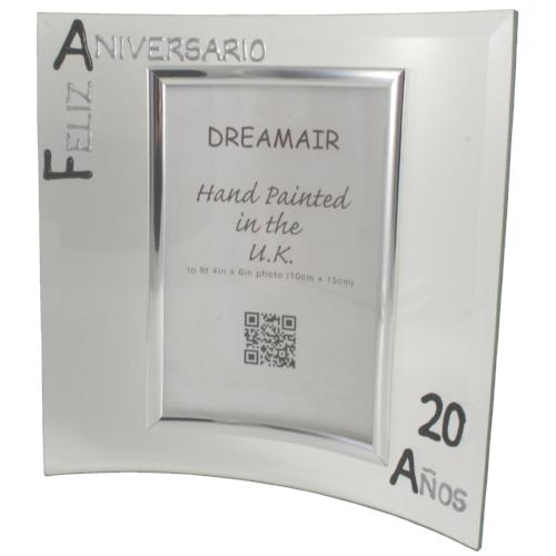 Marco de Foto de retrato Feliz Aniversario 20 Aí±os - 20th Wedding Anniversary Photo Frame Port (Blk/Sil)