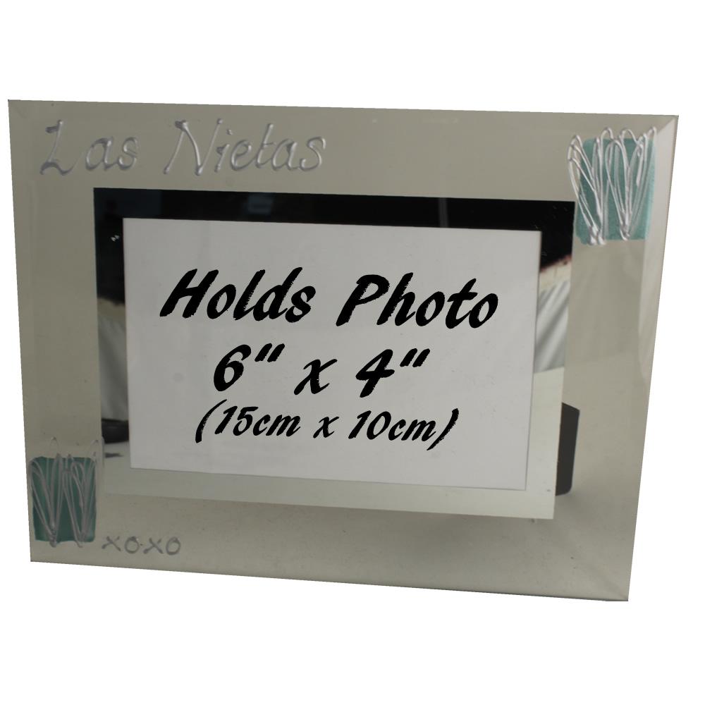 Las Nietas marco de fotos de paisaje - The Granddaughters Photo Frame (Turquoise/Hearts)
