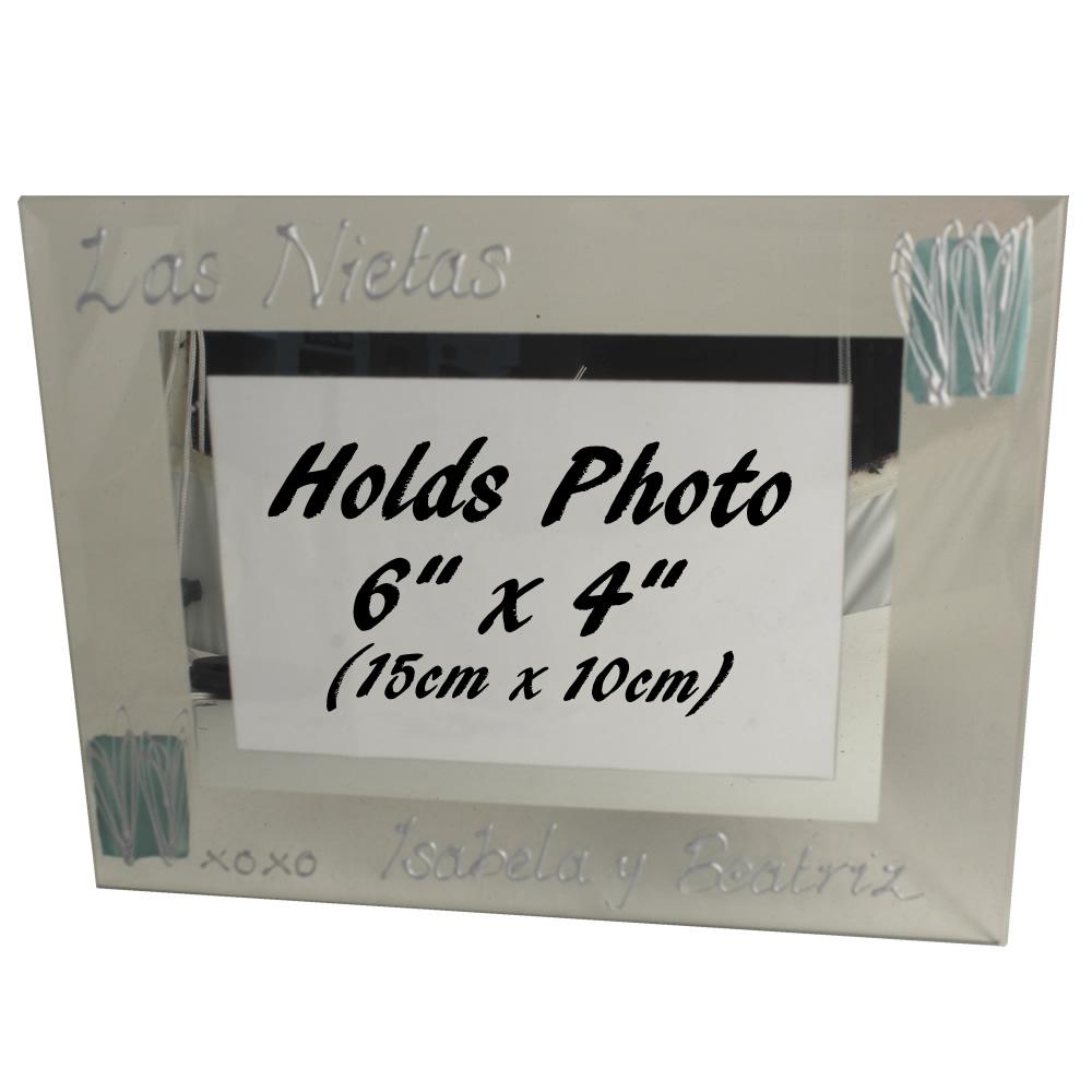 Las Nietas marco de fotos de paisaje - The Granddaughters Photo Frame (Turquoise/Hearts)