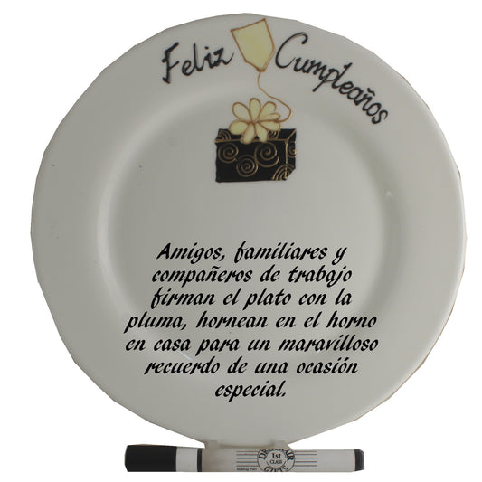 Feliz Cumpleaí±os Gift Signature Plate: Round (Box)