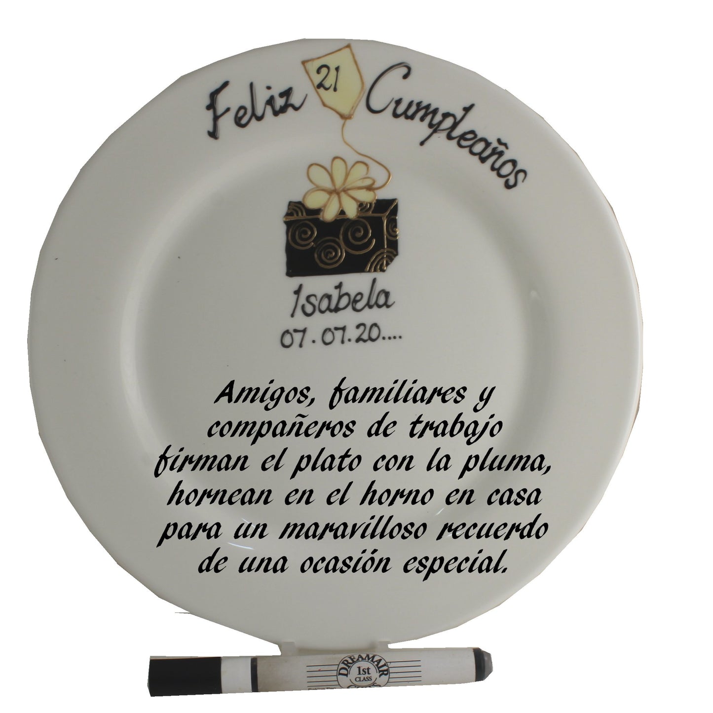 Feliz Cumpleaí±os Gift Signature Plate: Round (Box)