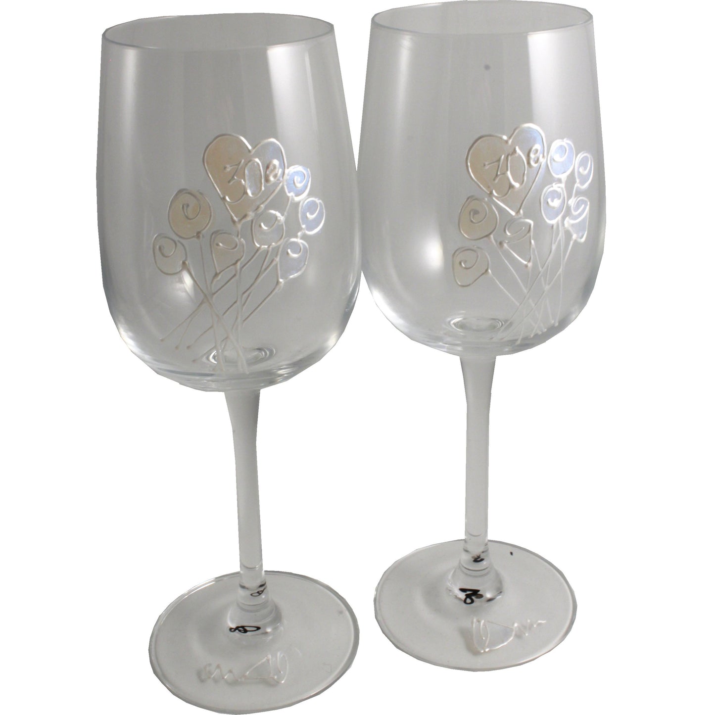 Paire de verres íæ vin 30e anniversaire de mariage - 30th Anniversary Pair of Wine Glasses (Flower)