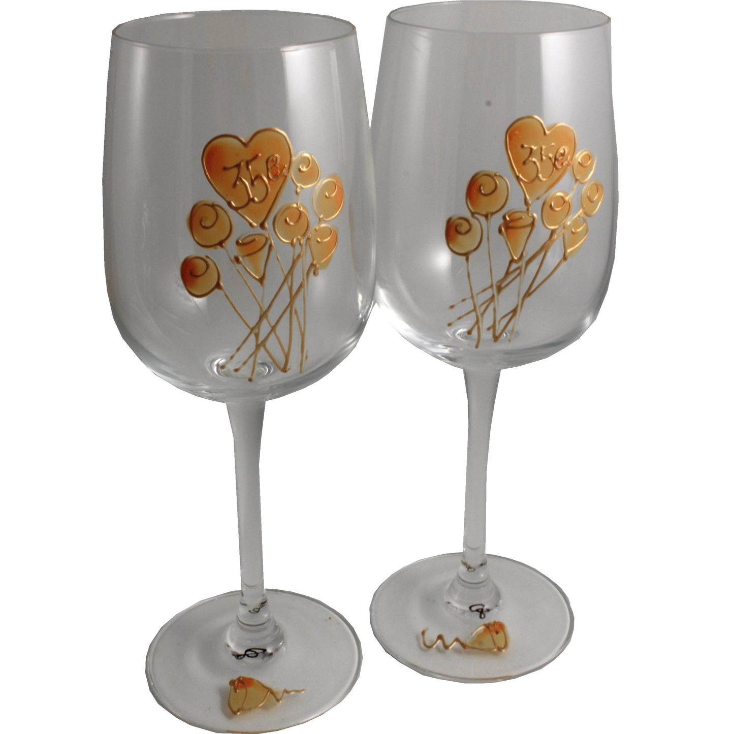 Paire de verres íæ vin 35e anniversaire de mariage - 35th Anniversary Pair of Wine Glasses (Flower)