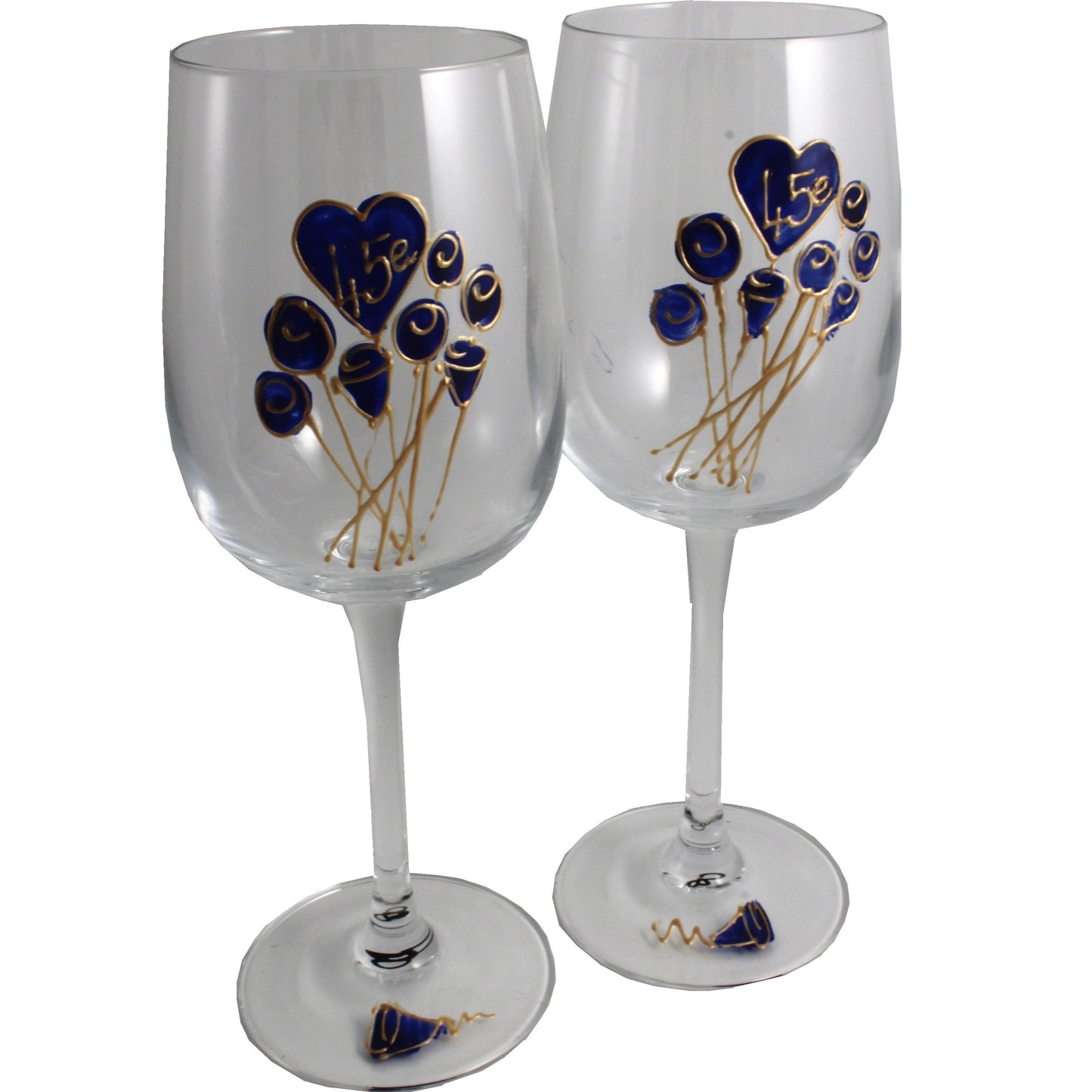 Paire de verres íæ vin 45e anniversaire de mariage - 45th Anniversary Pair of Wine Glasses (Flower)
