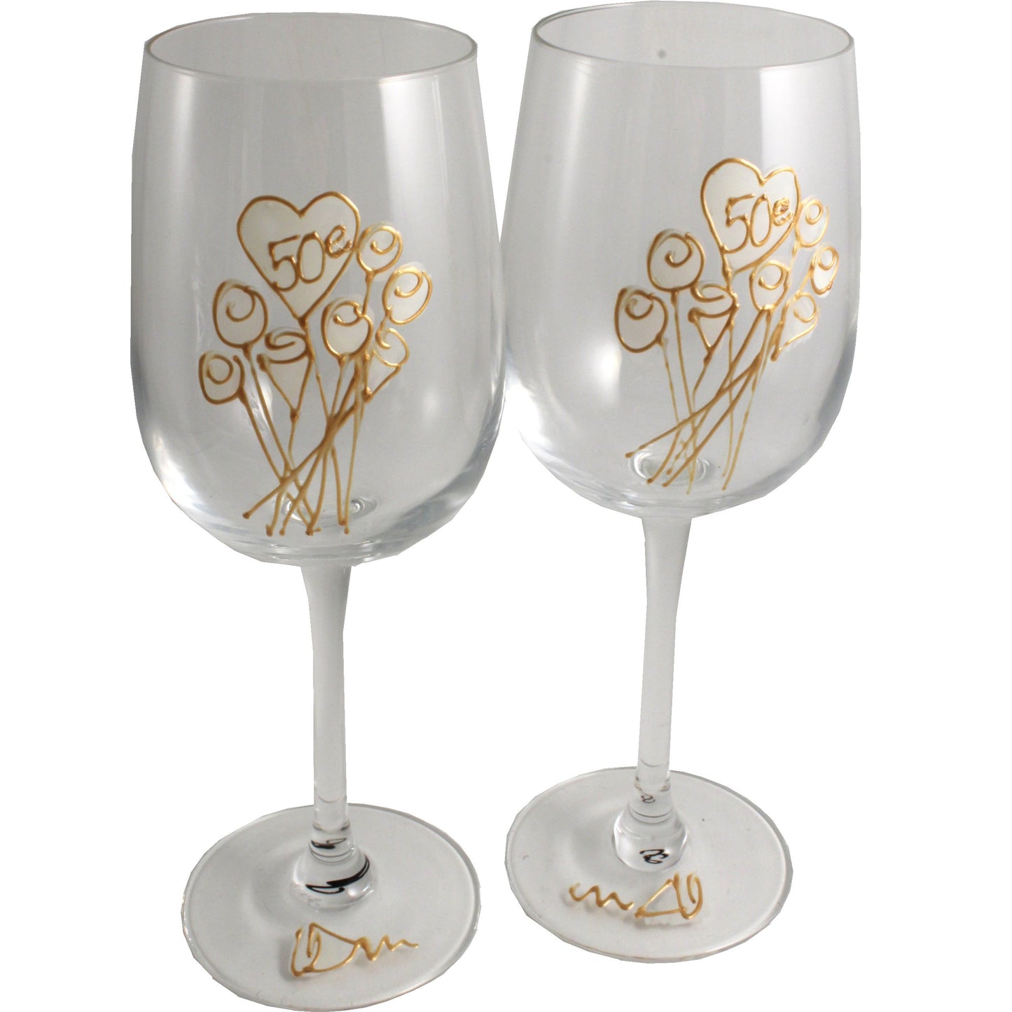 Paire de verres íæ vin 50e anniversaire de mariage - 50th Anniversary Pair of Wine Glasses (Flower)