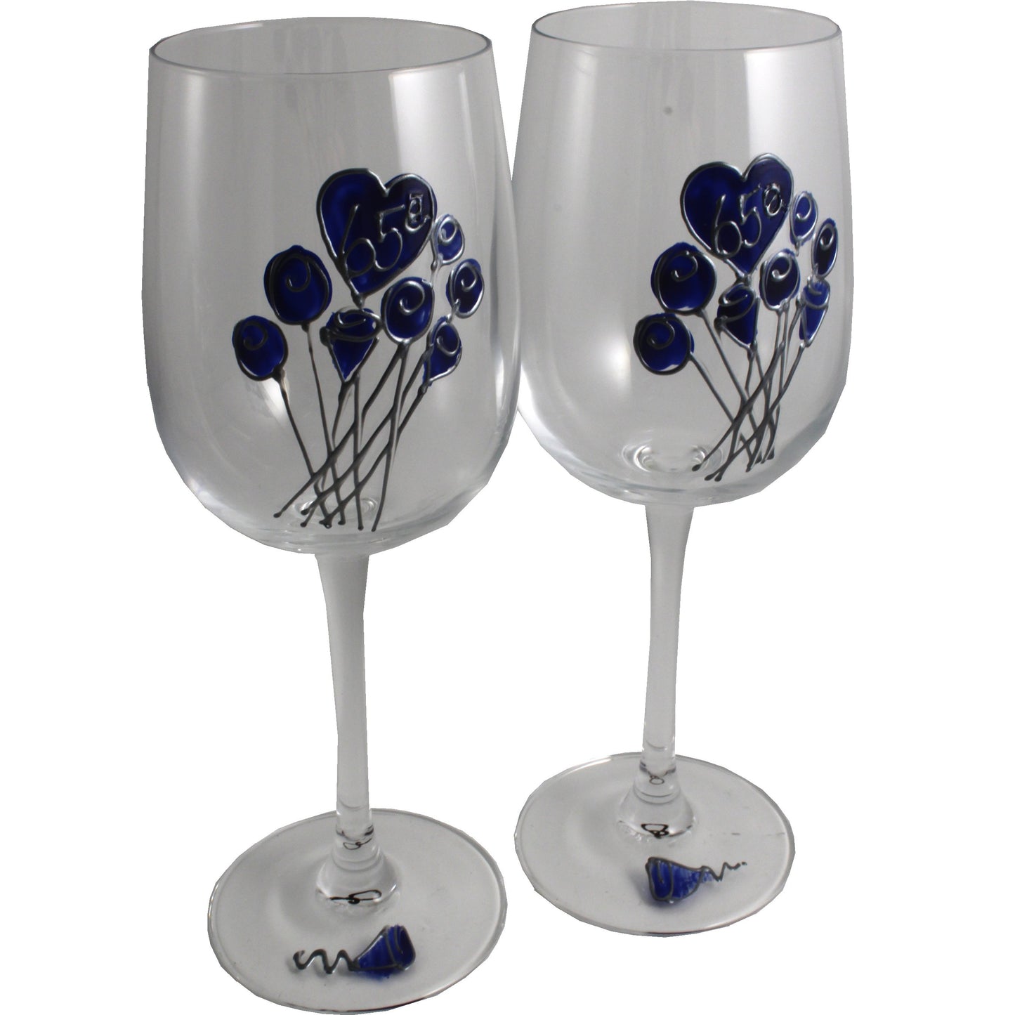 Paire de verres íæ vin 65e anniversaire de mariage - 65th Anniversary Pair of Wine Glasses (Flower)